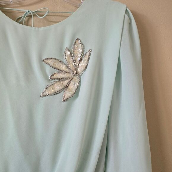 Monica Richards Mint Green Dress with Silver Embellishment Vtg size 5 - Picture 8 of 16